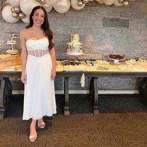 Alamour the Label Rossana white midi dress. Worn once for bridal shower!
